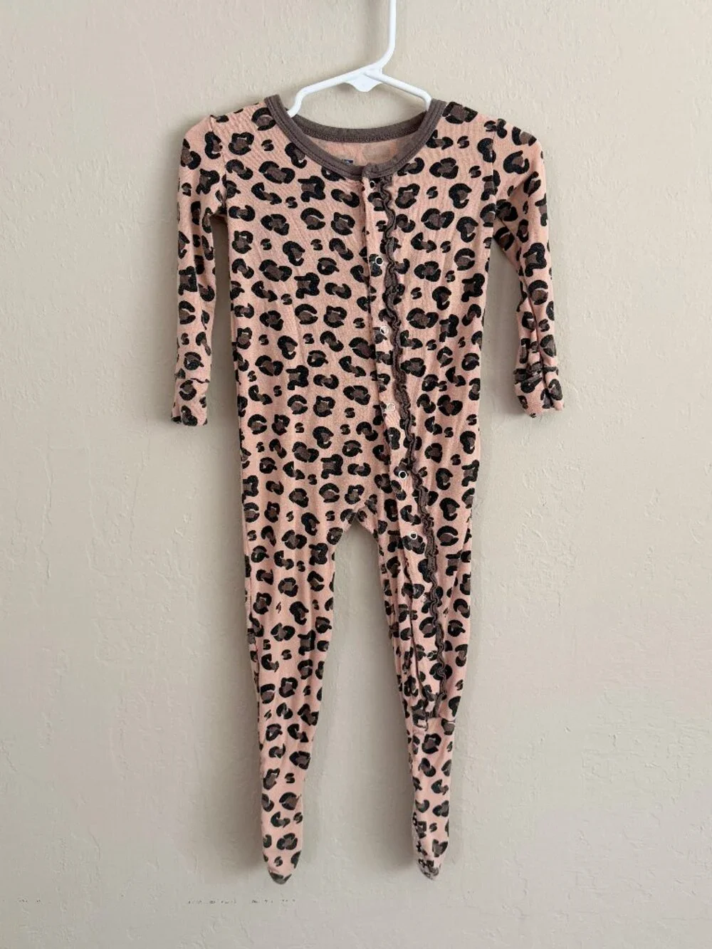 Posh Peanut Ruffled Leopard Print Sleeper • 12-18 Months